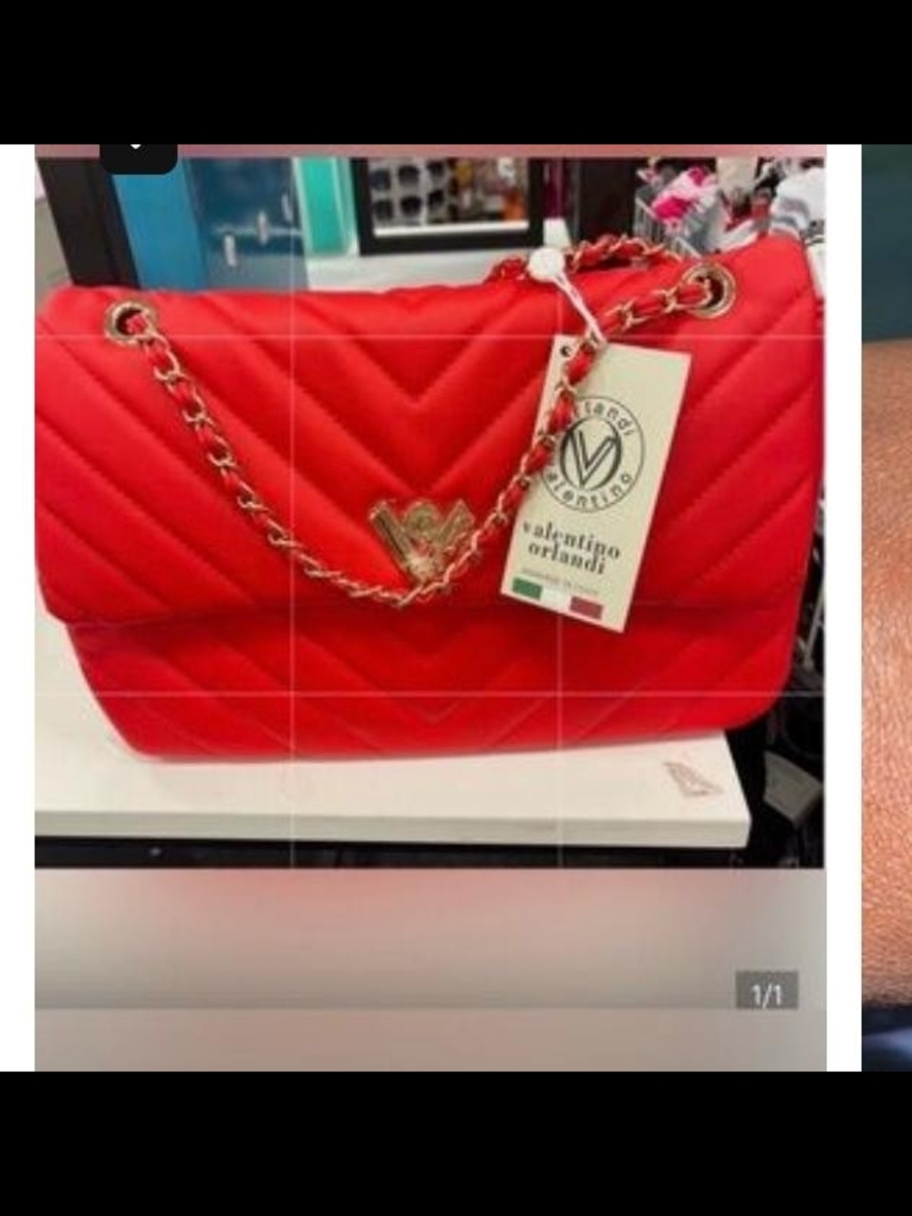 Valentino Orlandi Red Quilted Shoulder Bag with Gold Chain